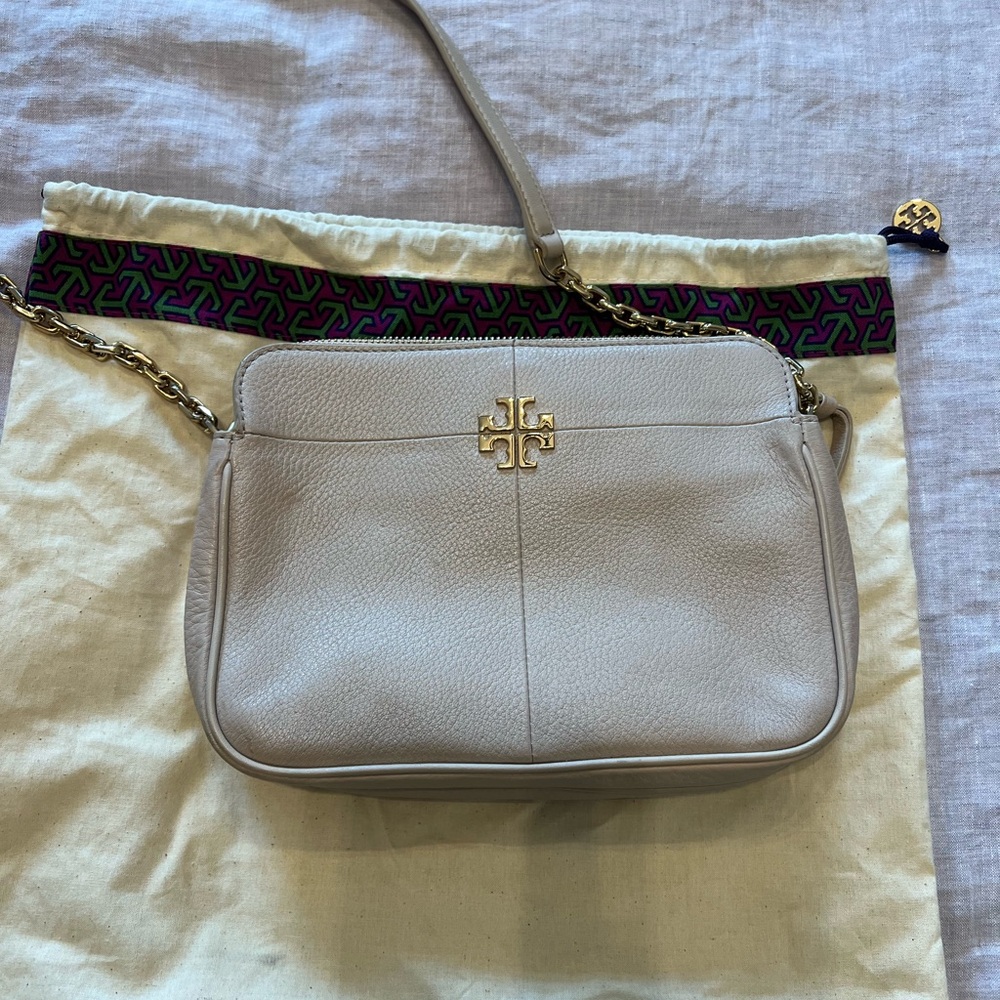 Tory Burch Cream Leather Crossbody Bag